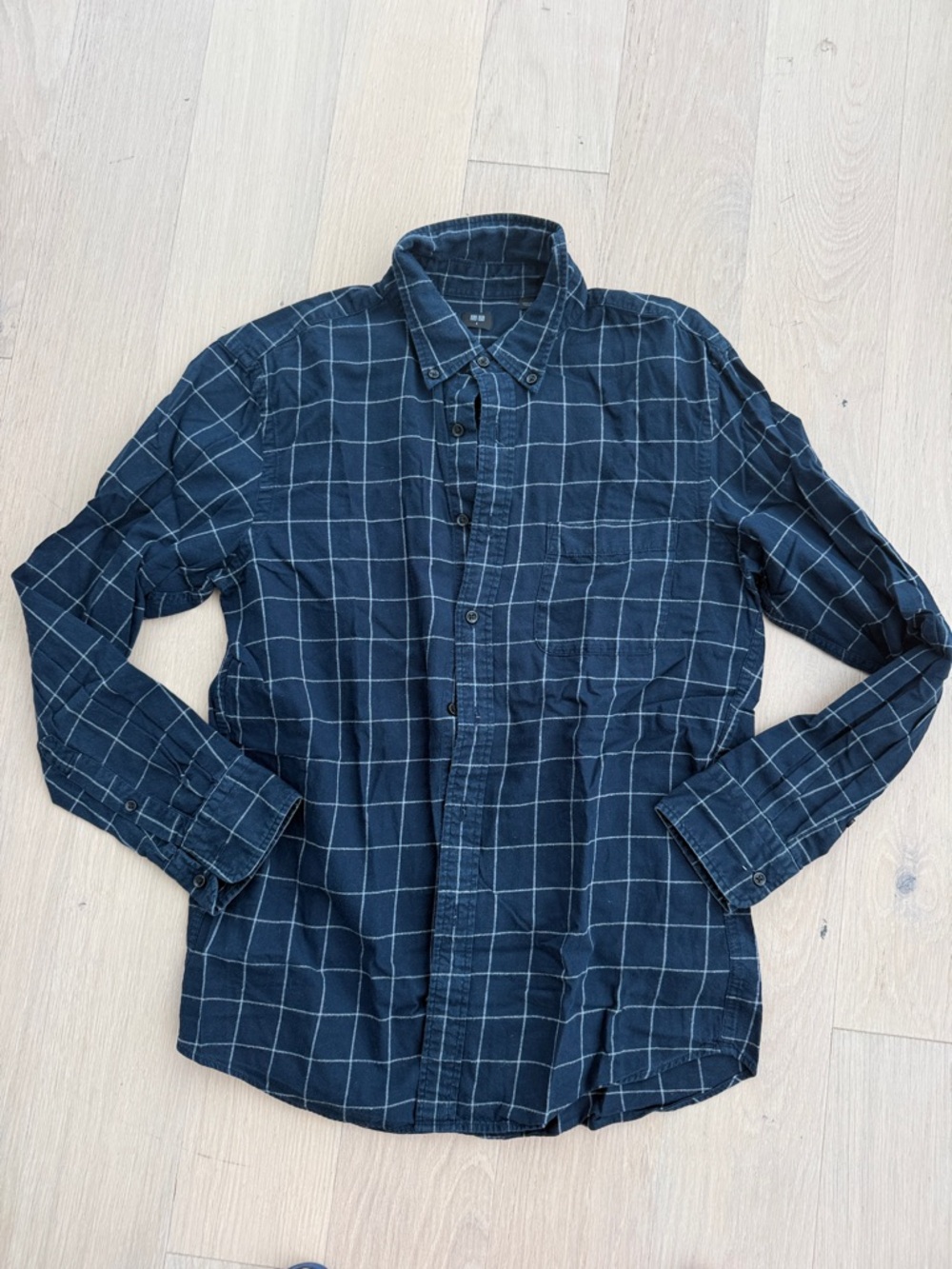 Uniqlo Navy Blue Windowpane Button-Down Shirt